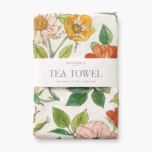 WILD ROSES | 100% LINEN TEA TOWEL - Botanica Paper Co.