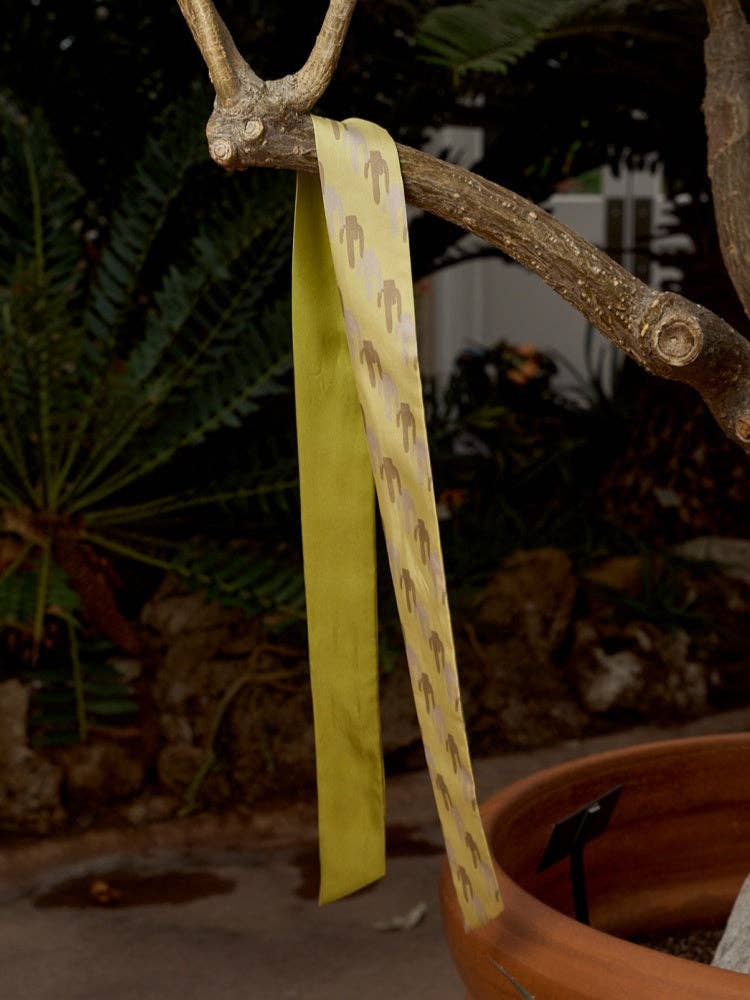 Lost Pattern x NYBG "Oasis Charms" Silk Skinny Scarf - Green - Lost Pattern NYC
