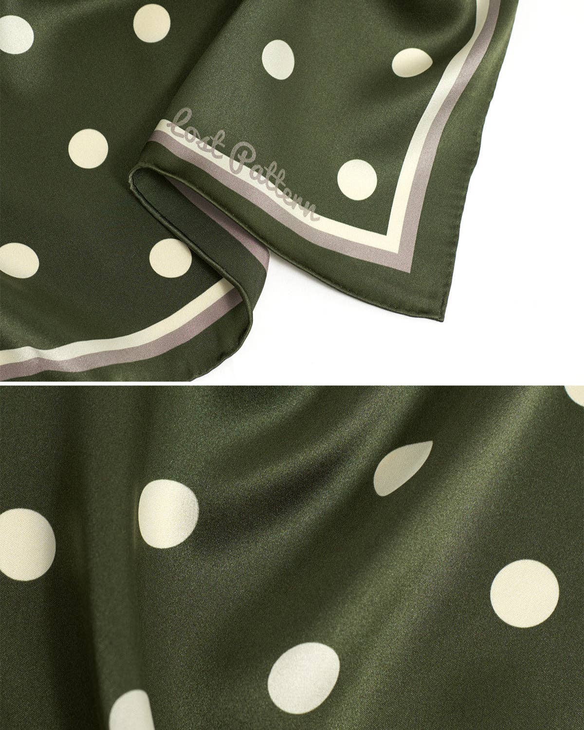 Matcha Polka" Silk Bandana Scarf - Lost Pattern NYC