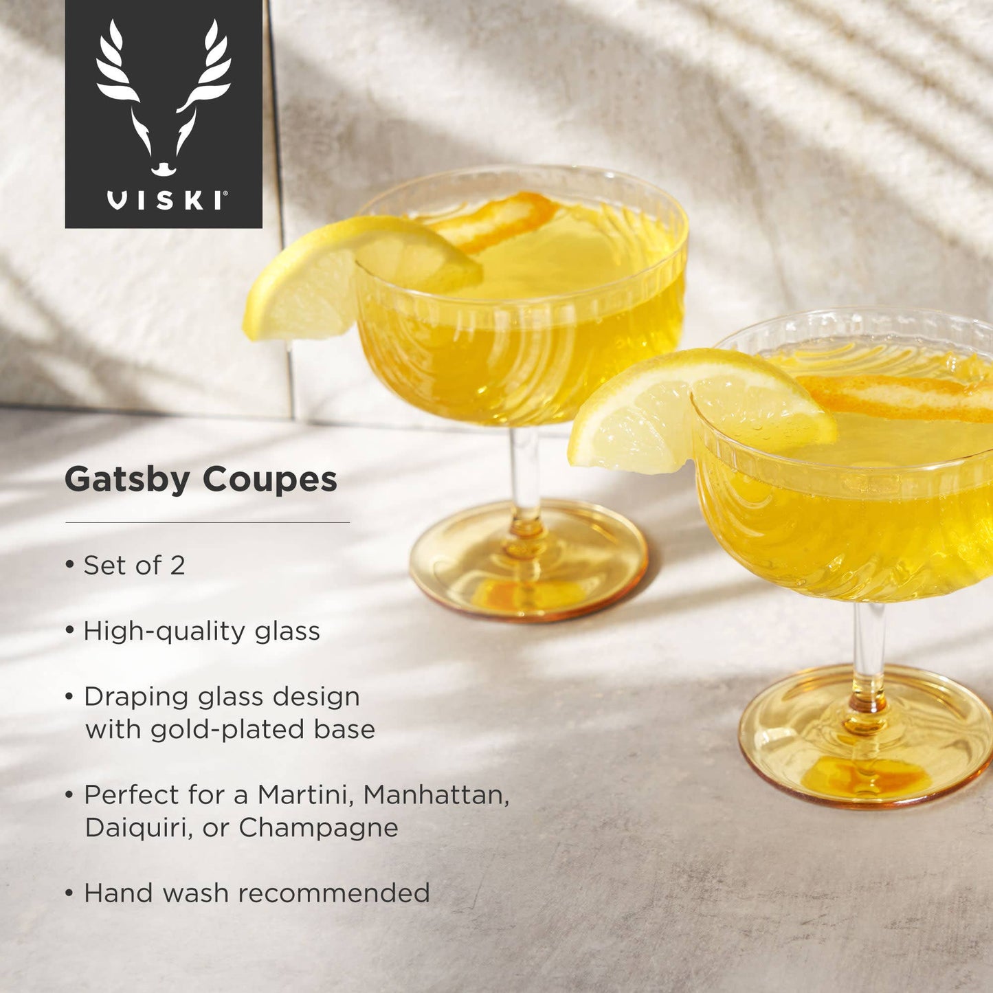 Deco Cocktail Coupes Set of 2