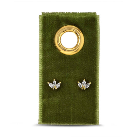 Triple Marquise Cubic Zirconia Studs on Velvet Tag
