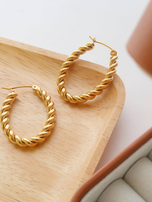 Brook Gold Non-Tarnish Braided Hoop Earring - Flânerie