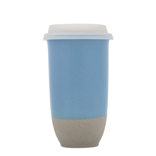 Light Blue Nova Ceramics Travel Mugs - Coastal Drift Ceramic Travel Mug – 16oz Reusable Cup