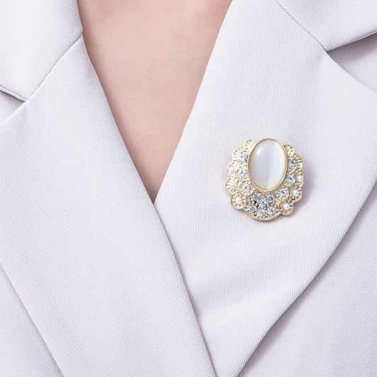 Vintage Gold Cat Eye Rhinestone Geometric Pin Brooch | BH-076 Aim Eternal