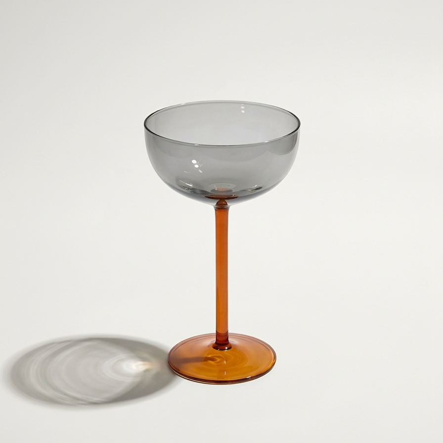 Amber Stemmed Cocktail Glass | Handcrafted Coupe | 6.3 Inch - Casa Amarosa