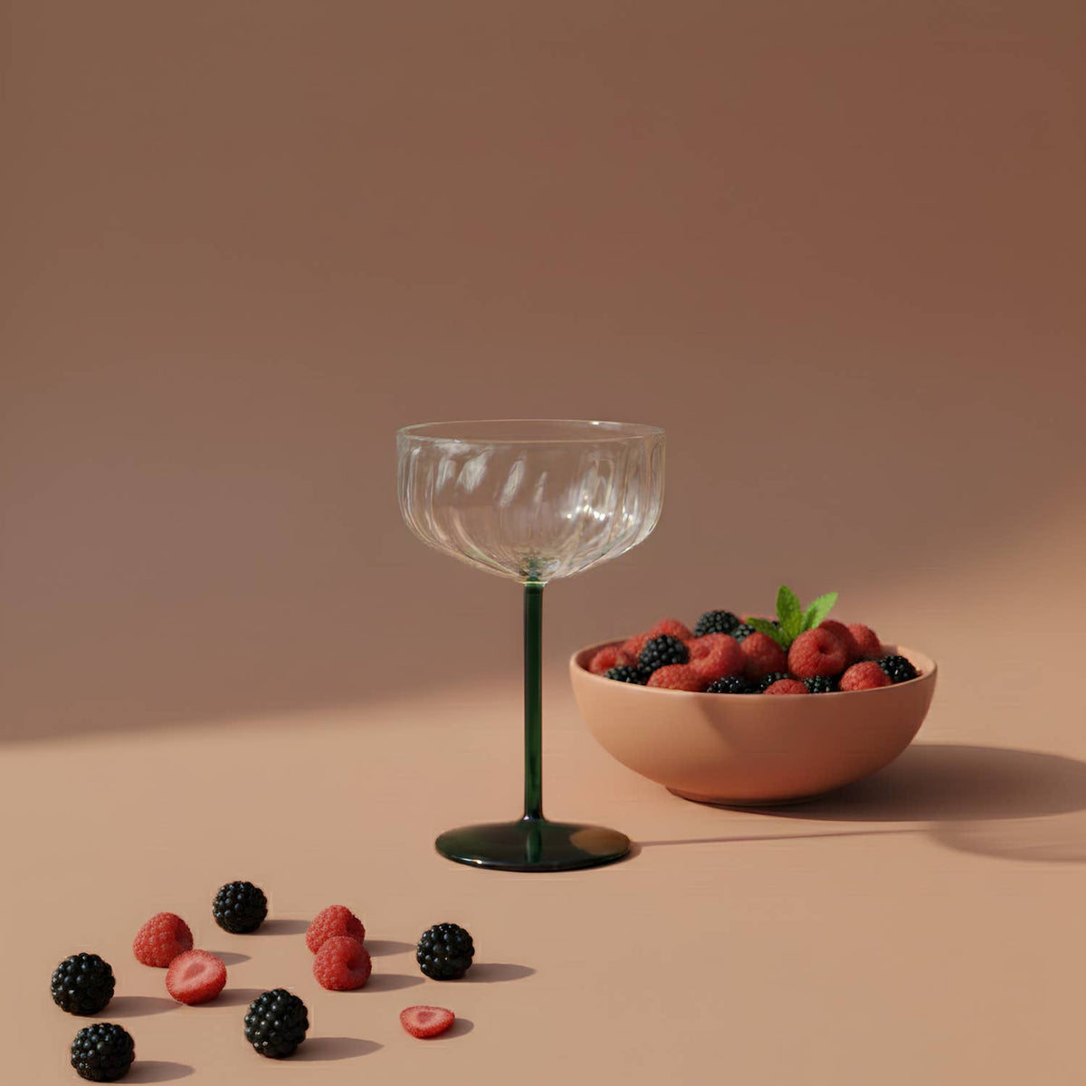 Swirl Cocktail Glass | Clear and Green Stemmed | 150ml - Casa Amarosa