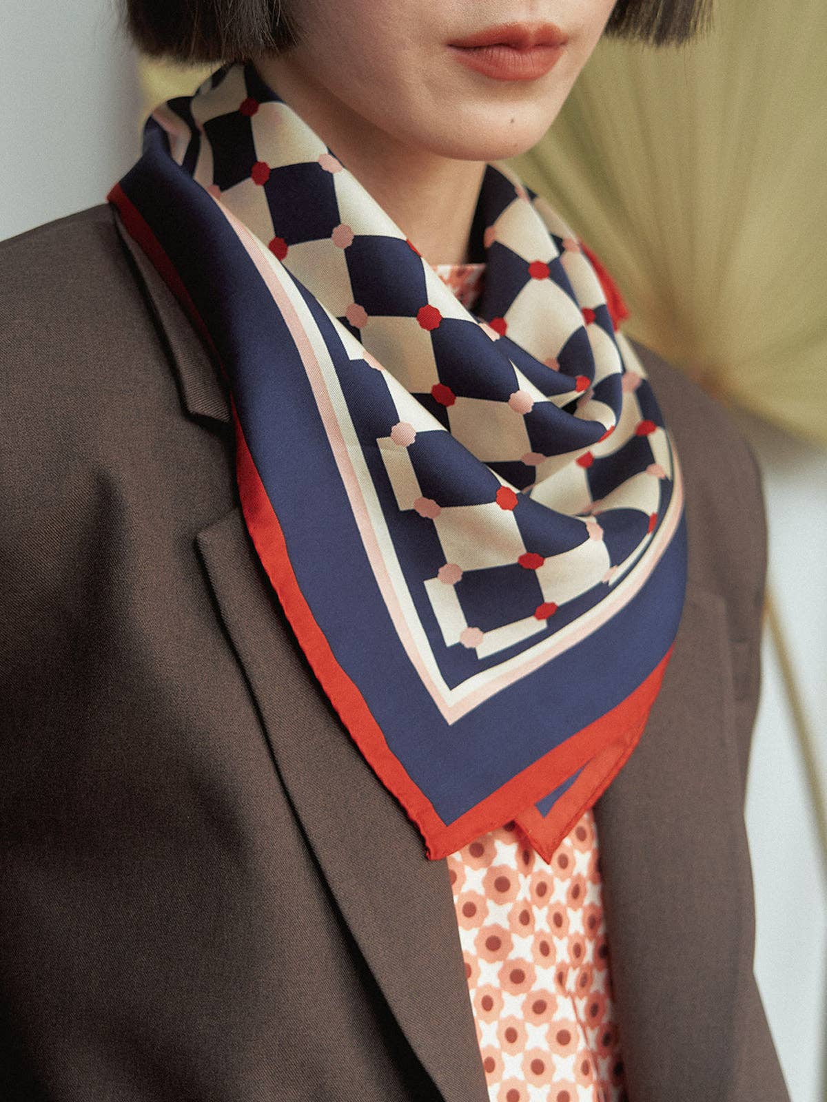 Checkerboard Silk Bandana - Blue - Lost Pattern NYC