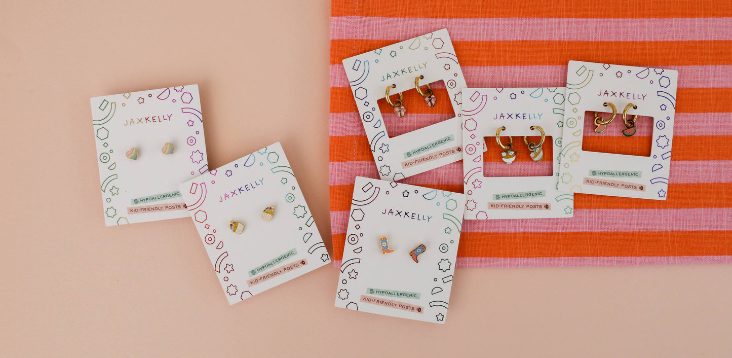 Cupcake Enamel Flat Back Kids Earrings - JaxKelly