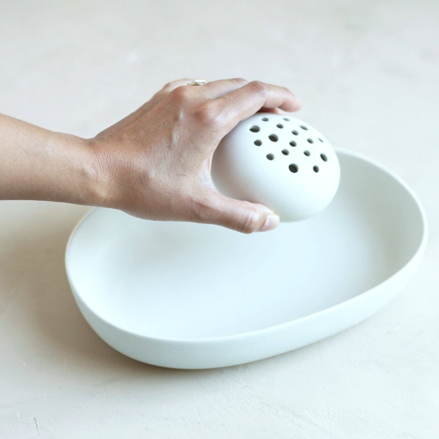 Ceramic Oval Flower Frog