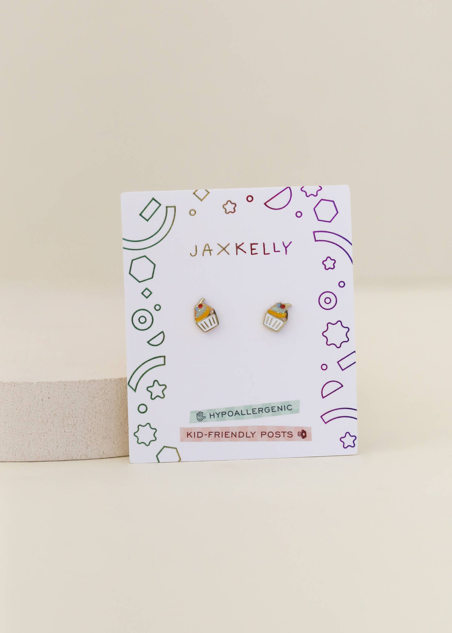 Cupcake Enamel Flat Back Kids Earrings - JaxKelly