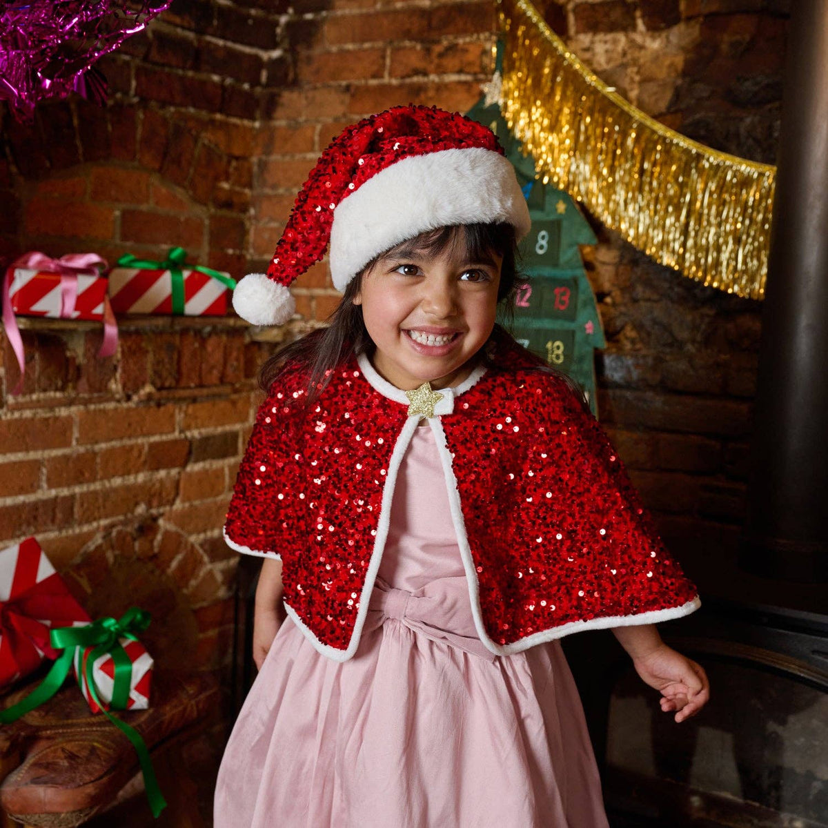 Santa Sequin Velvet Hat (3-10 Years) - Rockahula Kids US