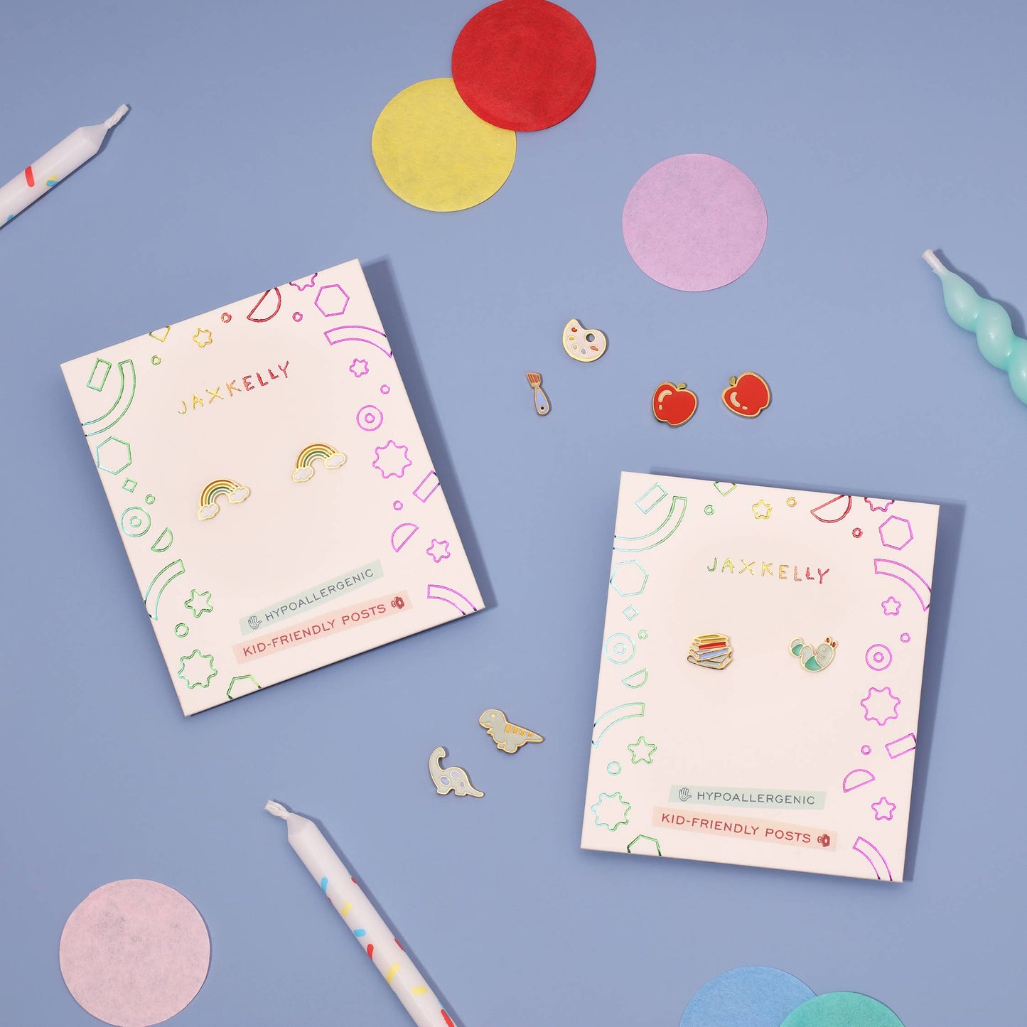 Bookworm Enamel Flat Back Kids Earrings - JaxKelly