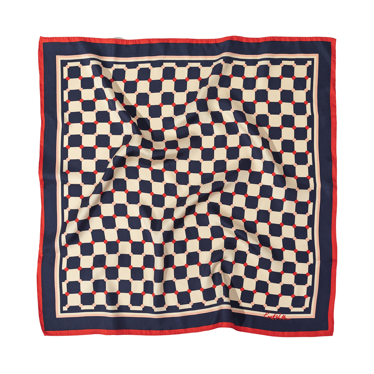 Checkerboard Silk Bandana - Blue - Lost Pattern NYC