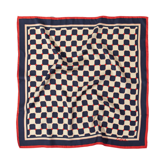 Checkerboard Silk Bandana - Blue - Lost Pattern NYC