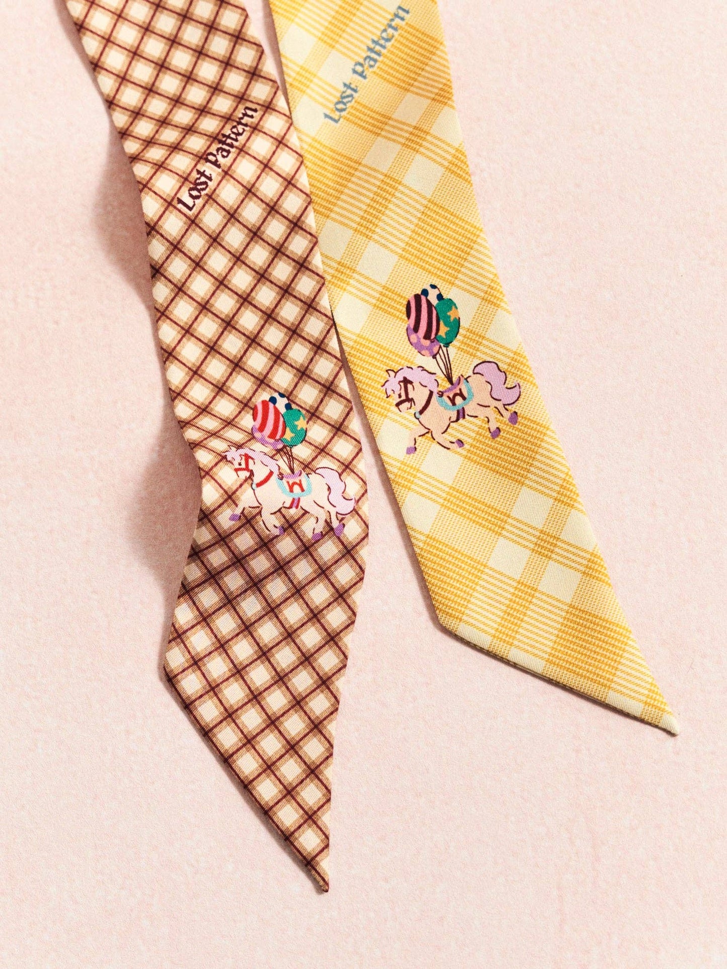 Pop Pony Silk Twill Skinny Scarf - Yellow - Lost Pattern NYC
