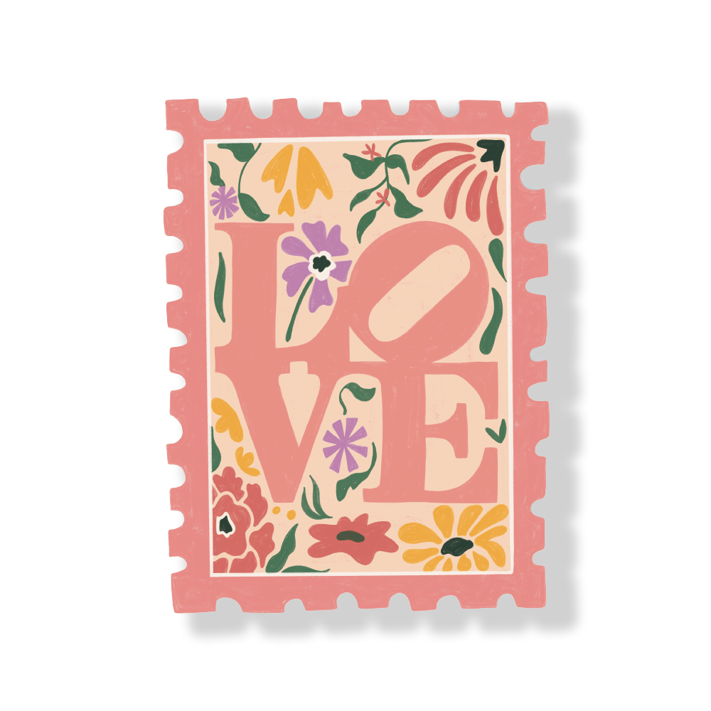 Love Park Sign Philadelphia Floral Stamp Vinyl Sticker