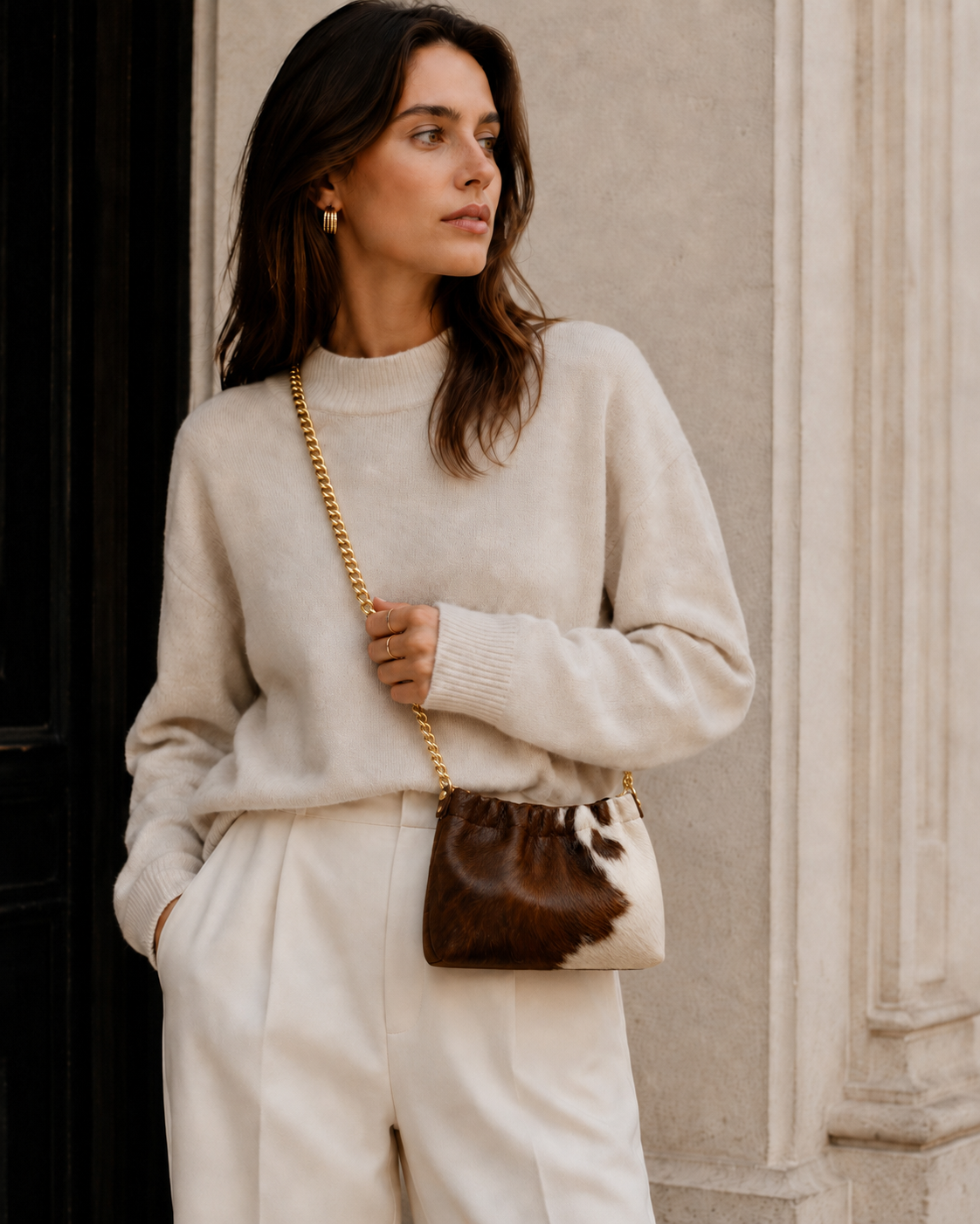Cow Hide + Leather Crossbody Bag - German Fuentes Handbags