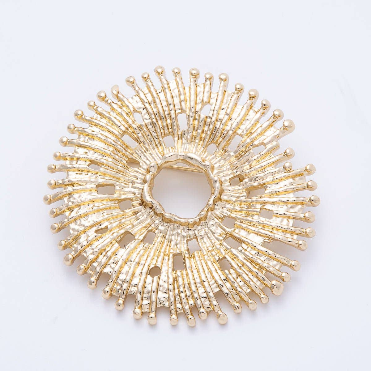 Gold Celestial Hammered Sun Flower Pin Brooch | BH-049 Aim Eternal