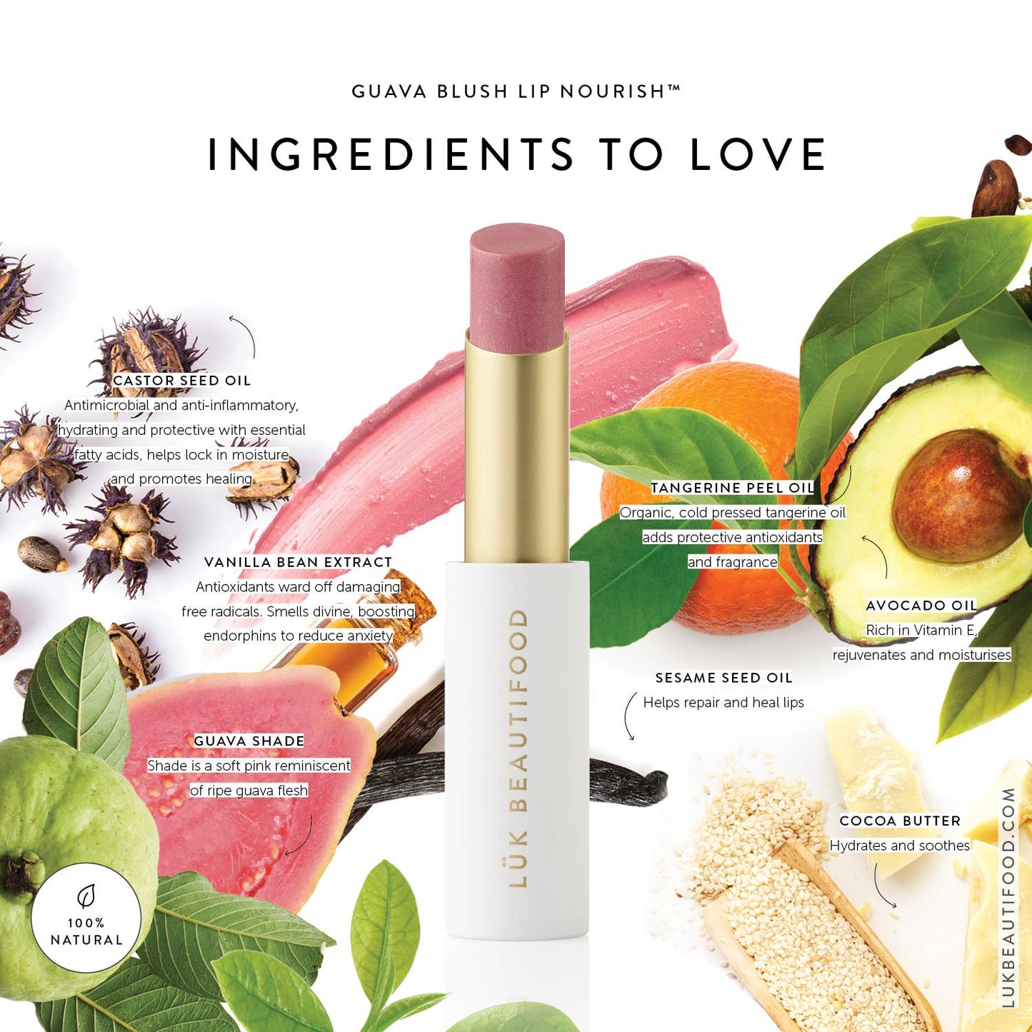 Guava Blush LÜK BEAUTIFOOD - Lip Nourish™ Sheer Lipstick