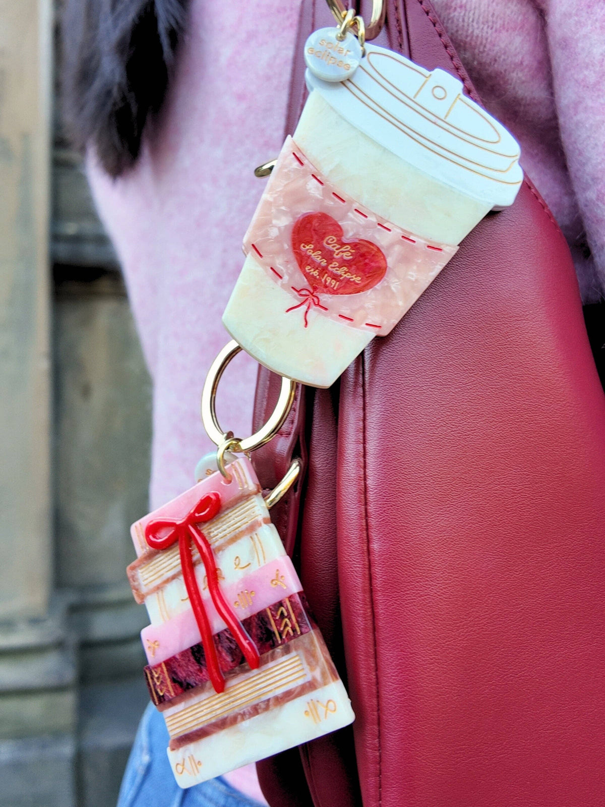Bow Bookstack Bag Charm + Keychain Solar Eclipse - Hand-painted
