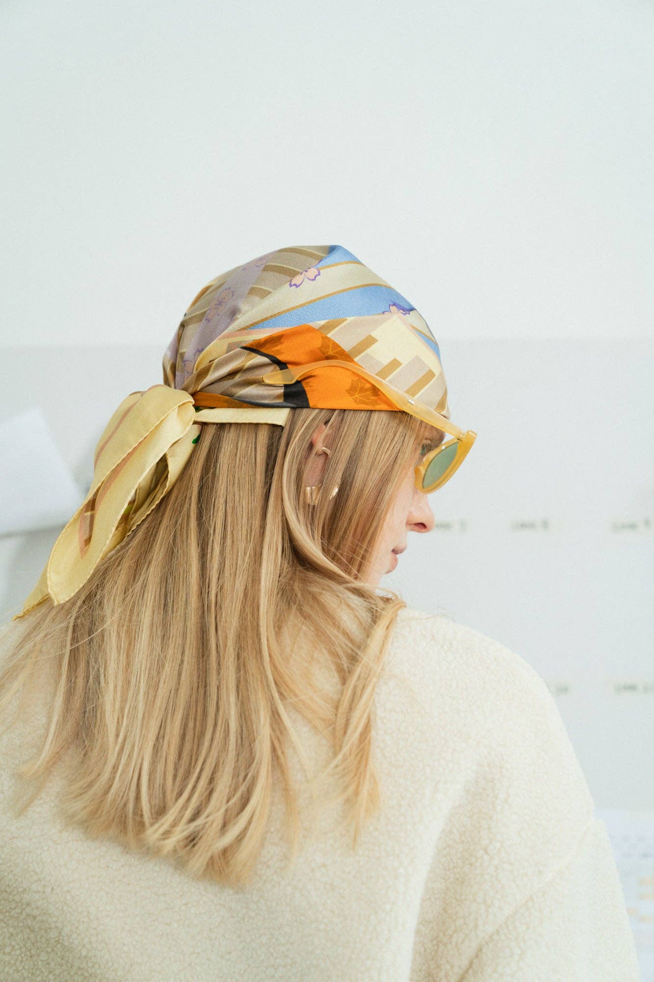 Seasons in the Park Silk Scarf - Yellow - Lost Pattern NYC
