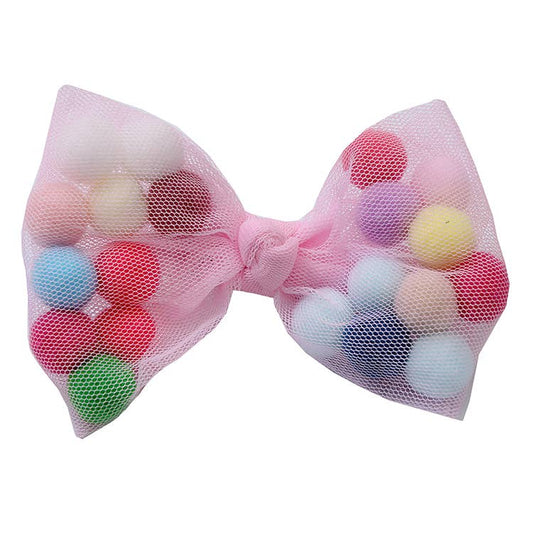 Pom Pom Bow Clip
