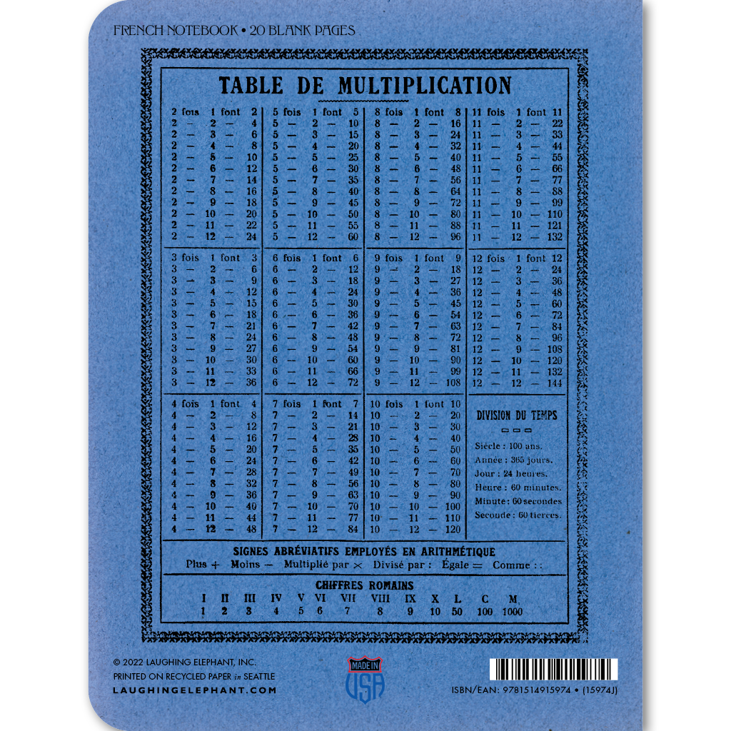 Blue Vintage French Notebook