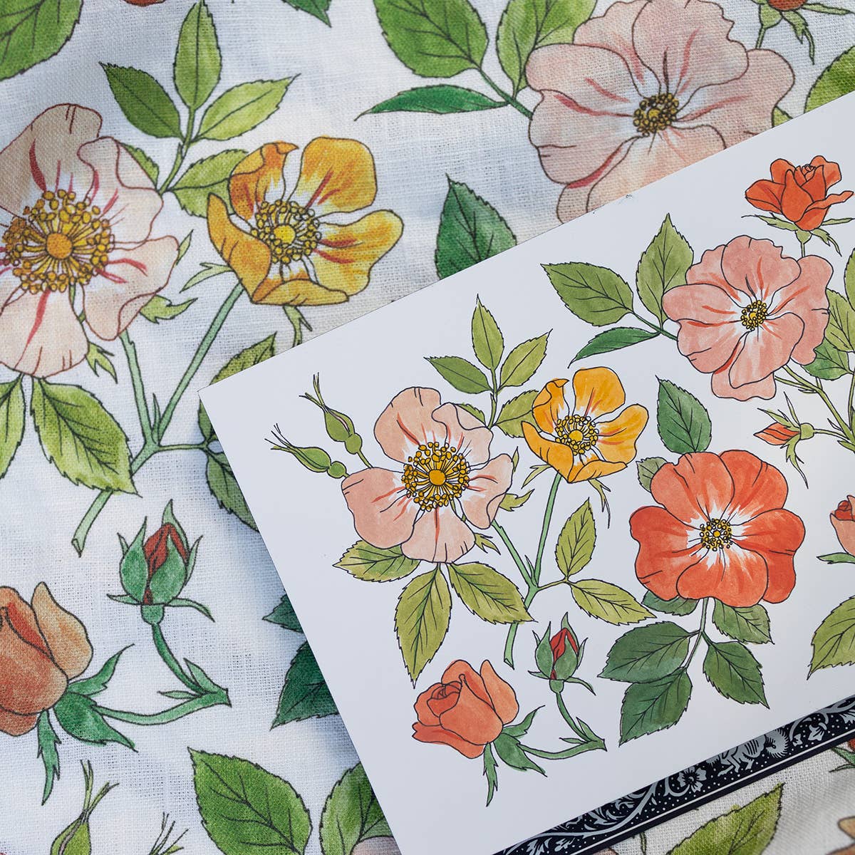 WILD ROSES | 100% LINEN TEA TOWEL - Botanica Paper Co.