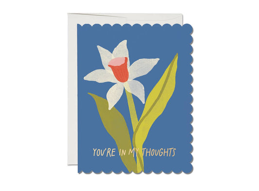 Scalloped Daffodil sympathy greeting card Red Cap Cards