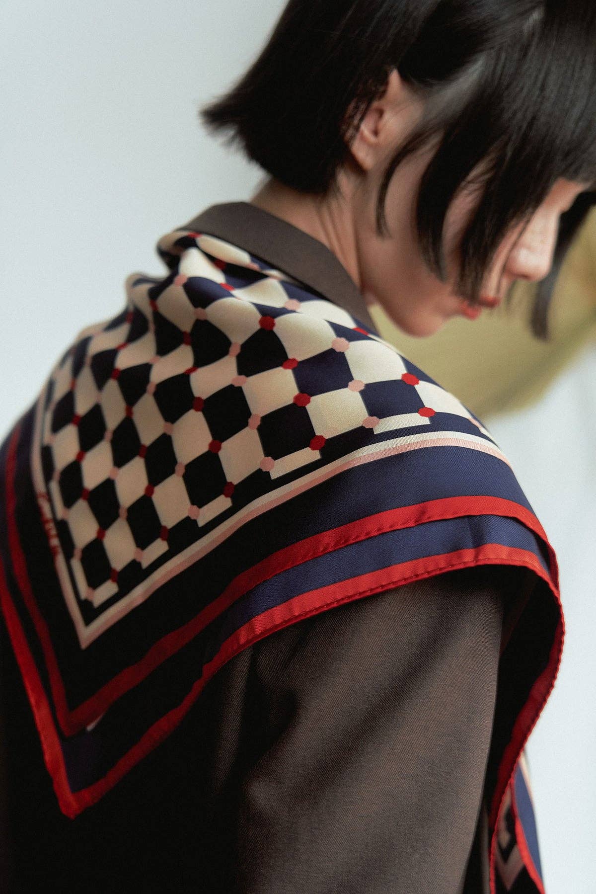 Checkerboard Silk Bandana - Blue - Lost Pattern NYC