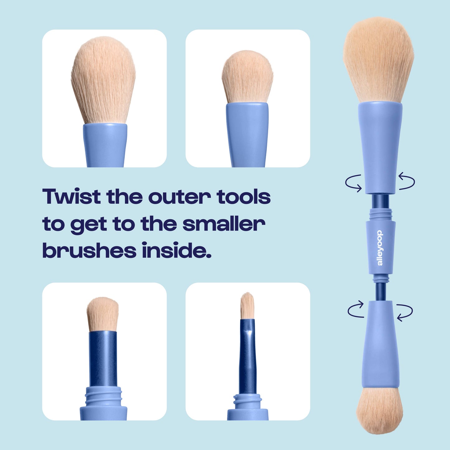 Alleyoop Makeup | Clean Beauty 4-in-1 Makeup Brushes | Beauty Tools | Brush