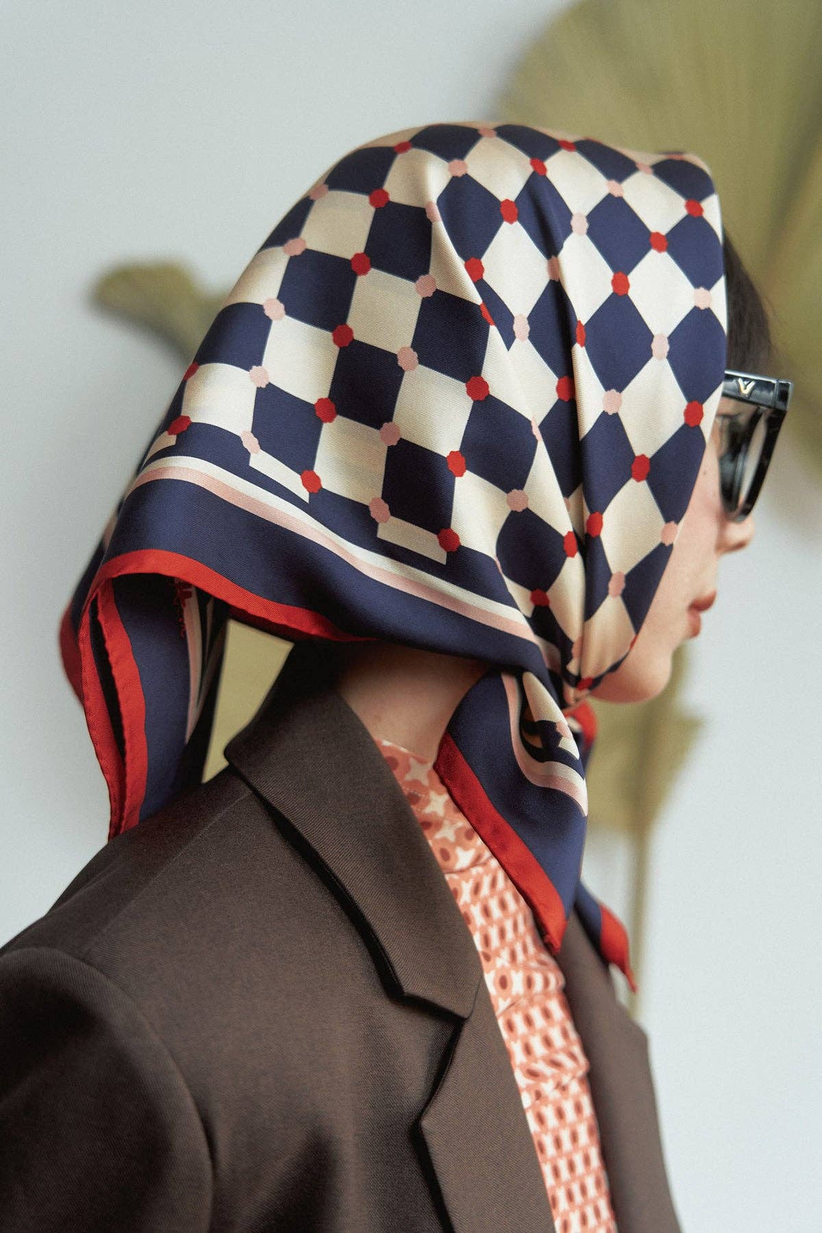 Checkerboard Silk Bandana - Blue - Lost Pattern NYC