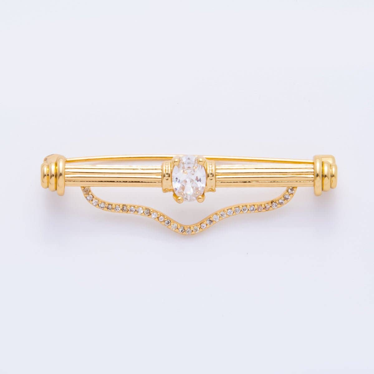18K Gold Filled 17mm Emerald Green & Clear CZ Triple Vintage Brooch pin Charm Supply | Z-1235 - Z-1237 Aim Eternal -