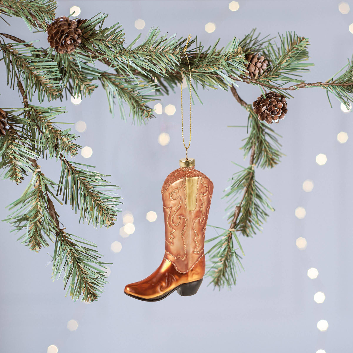 Cowboy Glass Boot Ornament - Primitives by Kathy