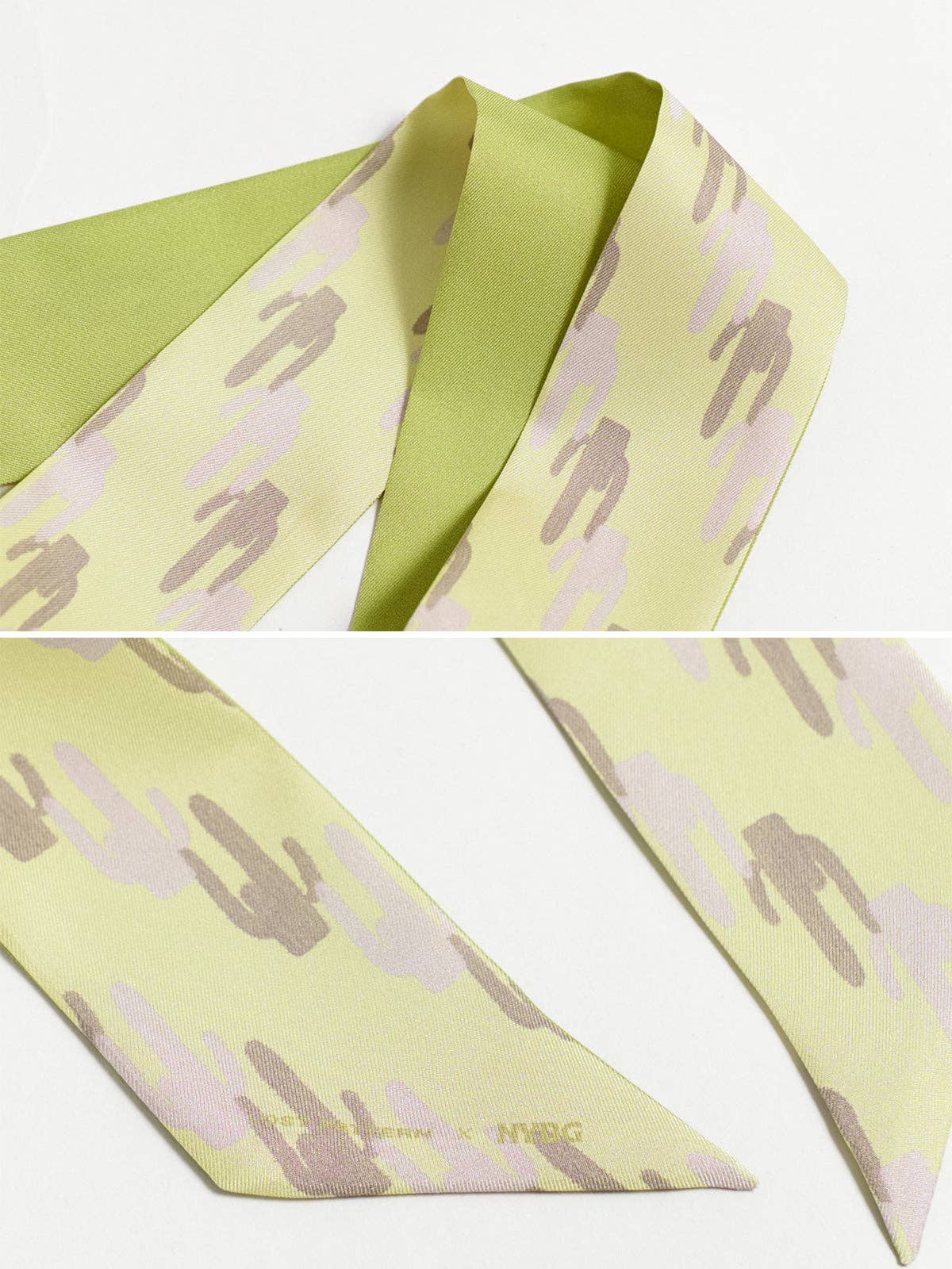 Lost Pattern x NYBG "Oasis Charms" Silk Skinny Scarf - Green - Lost Pattern NYC