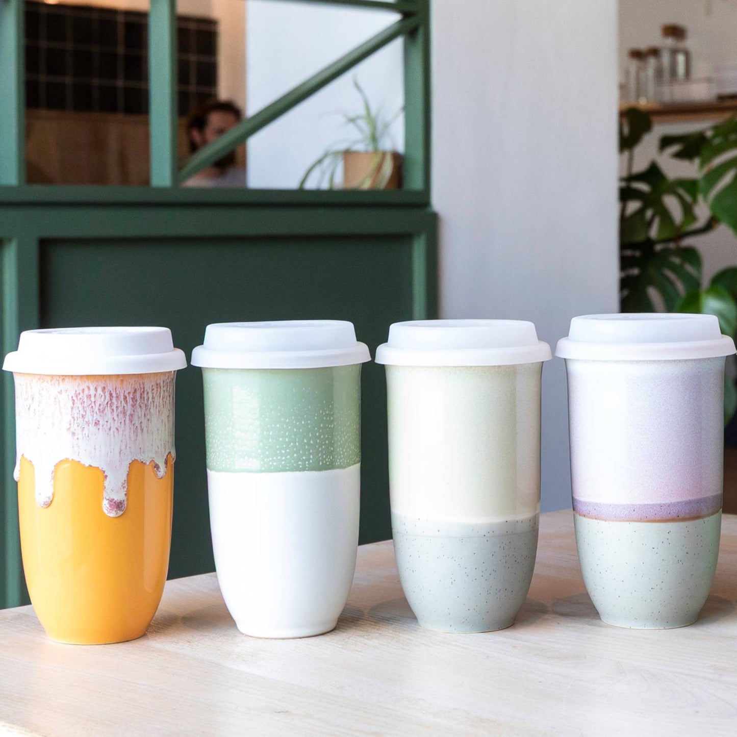 Mist Nova Ceramics Travel Mugs - Ceramic Travel Cup – 16oz with Lid & Sleeve