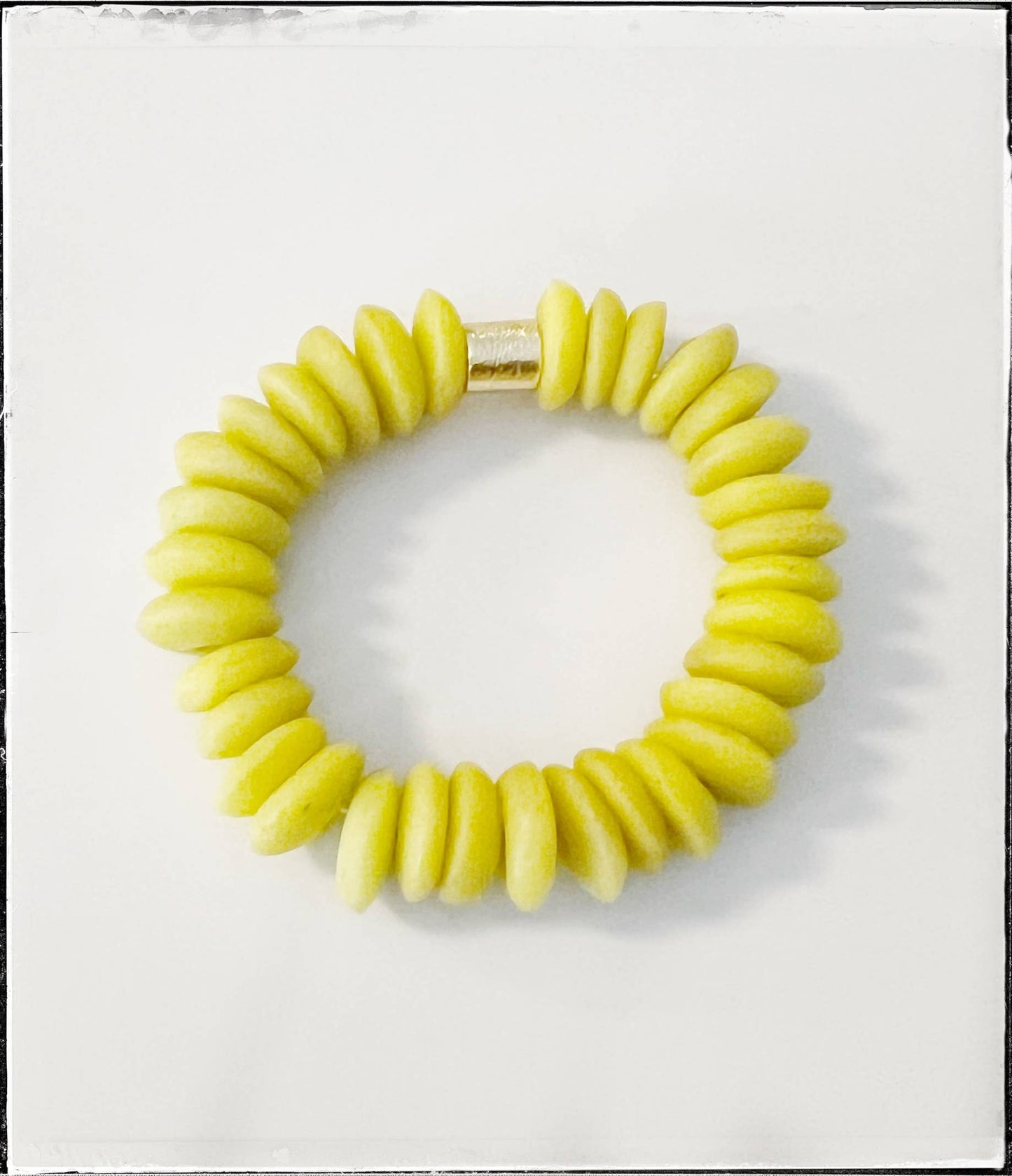Yellow Ashanti Glass Bead Stretch Bracelet