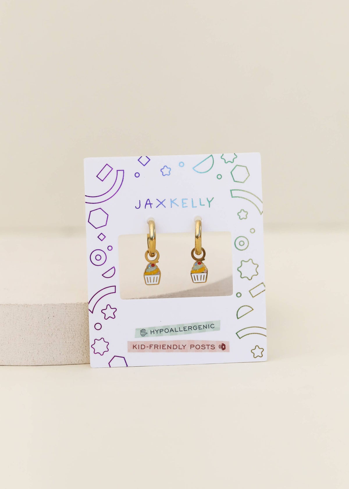 Cupcake Enamel Charm Hoop Kids Earrings - JaxKelly