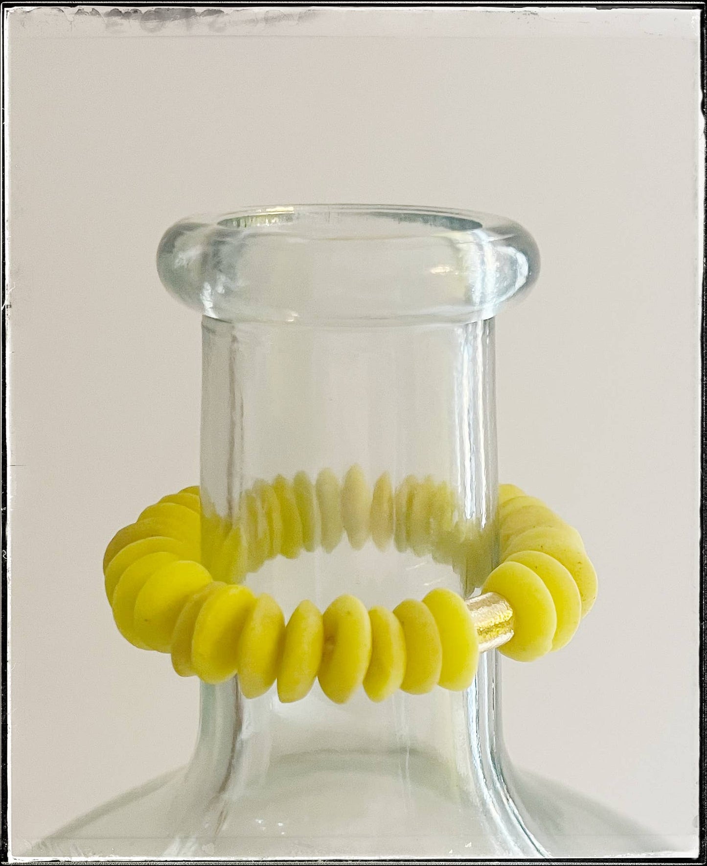 Yellow Ashanti Glass Bead Stretch Bracelet