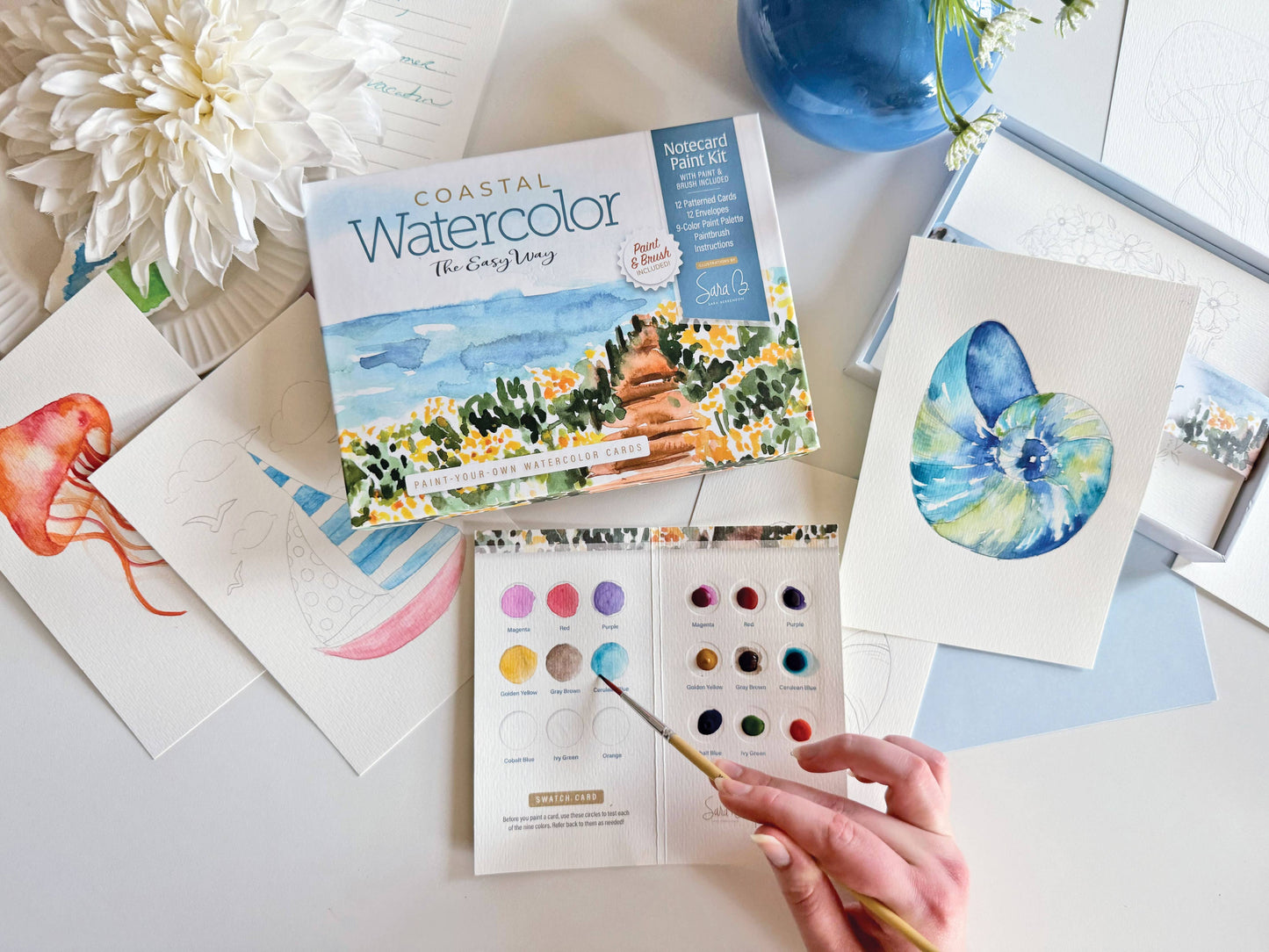 Schiffer Publishing - Watercolor the Easy Way Paint-Your-Own Cards - Coastal