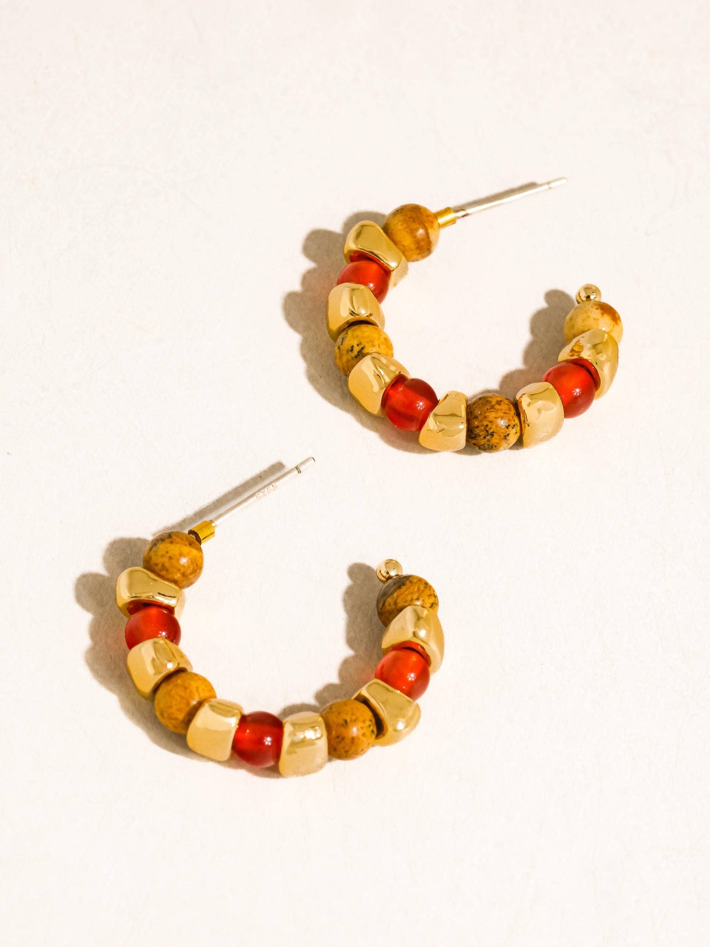 Noisette 18K Gold Boho Beaded Hoop Earrings