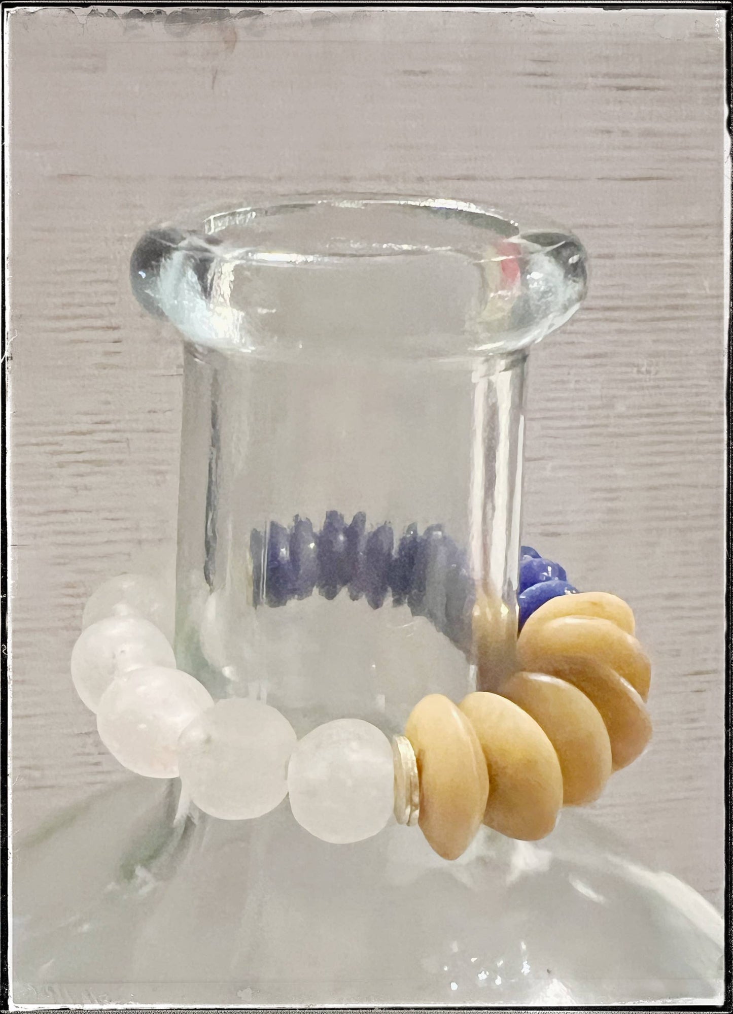 Bone, Blue Ashanti Glass & Recycled Glass Stretch Bracelet