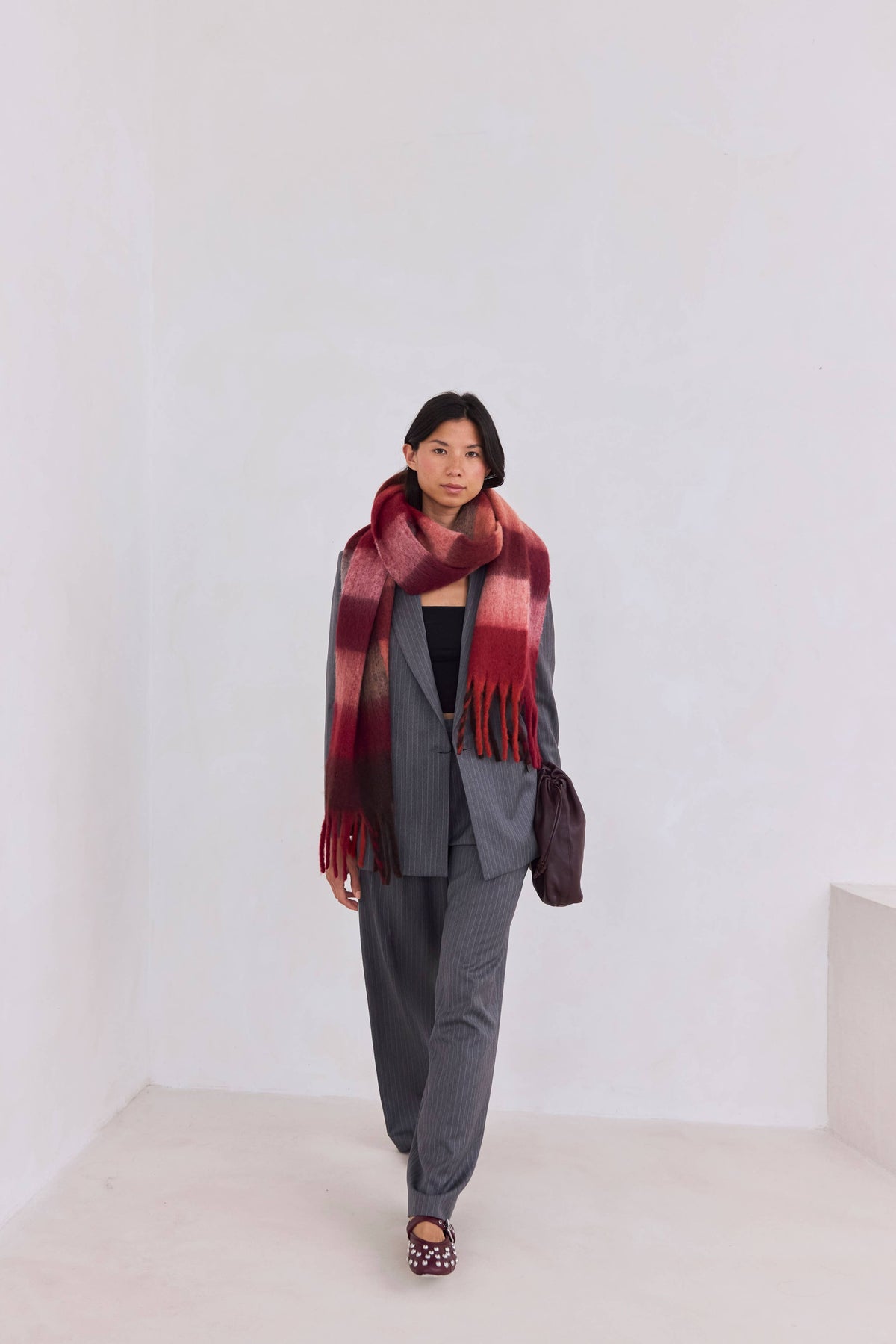 Burgundy check Reykjavik Scarf - Arctic Fox & Co. - North America - The Reykjavik Scarf - 100% Recycled - FW26